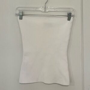 Babaton White Ribbed Sculpt Knit Tube Top